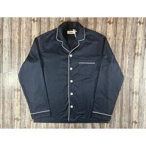 Tekla Long-Sleeved Pyjama Shirt size S color Navy Sateen NWT mspr $385